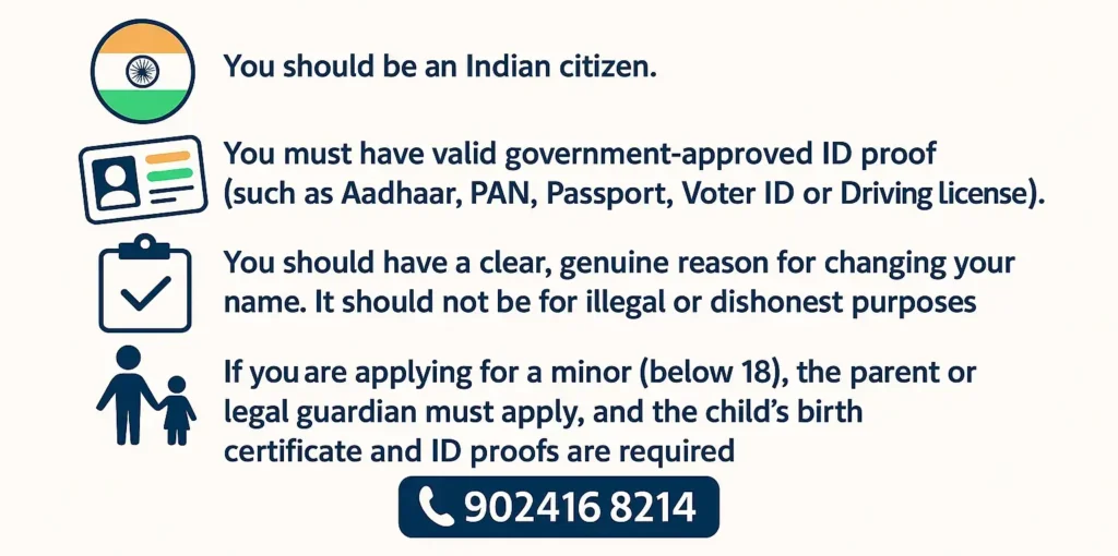 eligibility for gazette name change