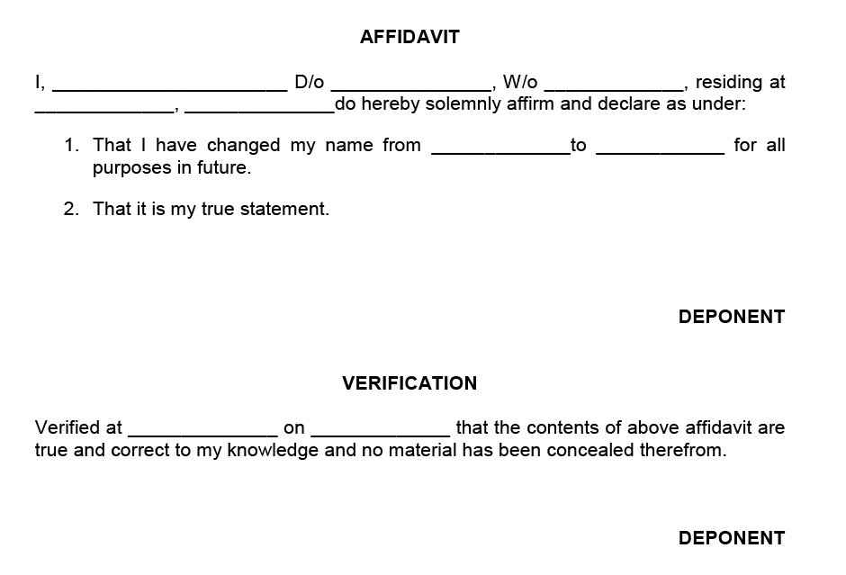 Sample Affidavit Format for Name Change Online