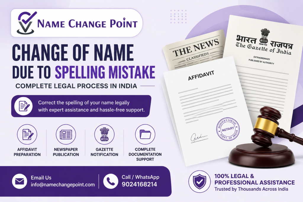 change of name due to spelling mistake